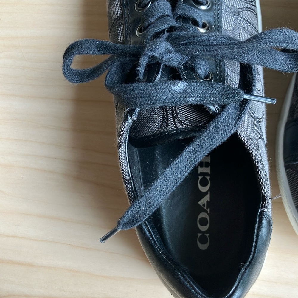 Coach Black and Gray Monogram Low-Top Sneakers Paddy Size 8 - Picture 8 of 9